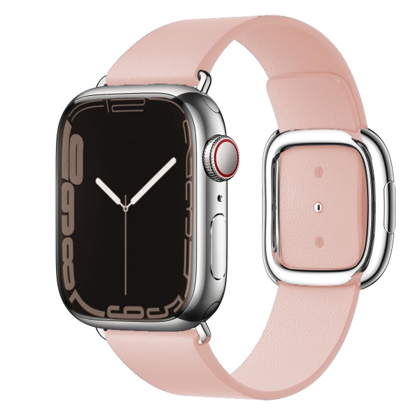 Modernt spänne för Apple Watch Band 45mm 41mm 44mm/40mm 38 42mm 49mm Correa Läderarmband Iwatch Serie 3 6 Se 7 8 Ultra 40mm 38mm 41mm pink