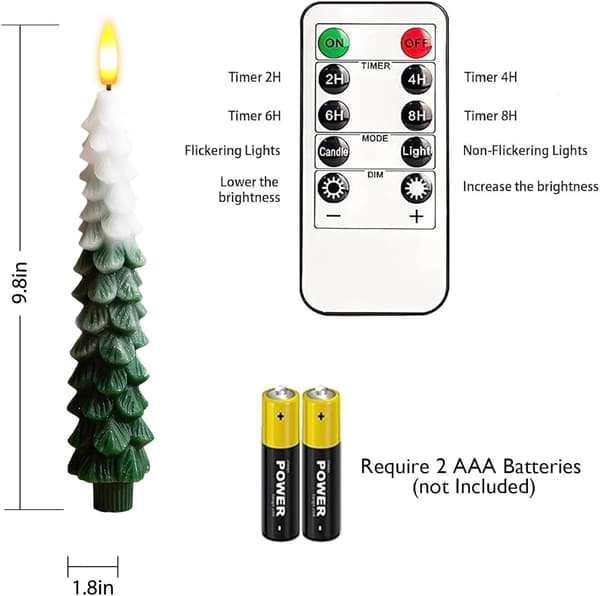 Stearinlys 2-pakning juletrelys med fjernkontrolltimer (snøfall) Snowfall 2 Pack