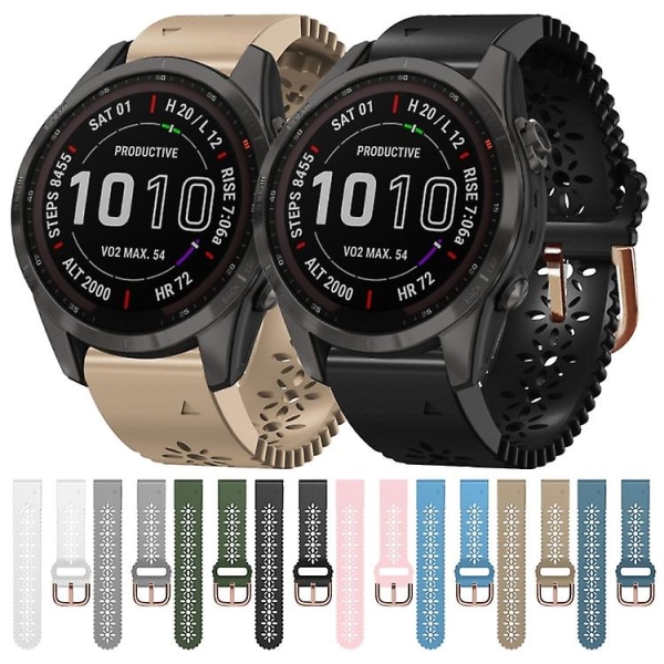 For Garmin Fenix ​​7s Sapphire Solar 20 mm silikonklokkebånd for dame med blonder Punch DUM Grey