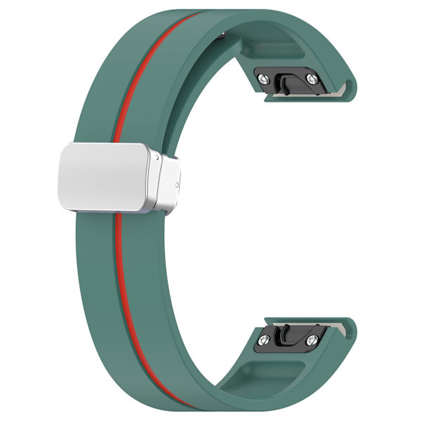 20mm Dual Color Silikon Magnetisk Sølv Spænde Urrem Til Samsung Galaxy Watch 6/6 Classic/5/4 Olive Green Red