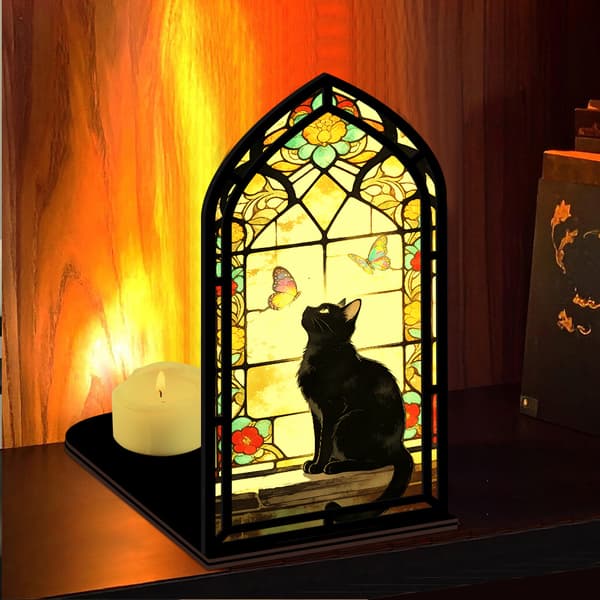 Fantasy bokkrok for bokelskere, med stearinlyslampe Black Cat 1