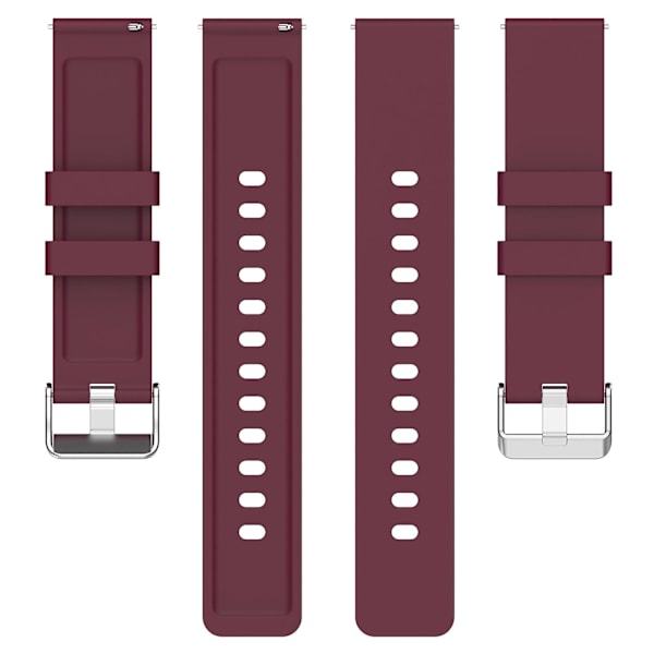 Silikonarmbånd for Garmin Venu/Venu 2 Plus/Venu Sq/Venu Sq 2, 20 mm klokkestropp med sølvfarget spenne i rustfritt stål Wine Red