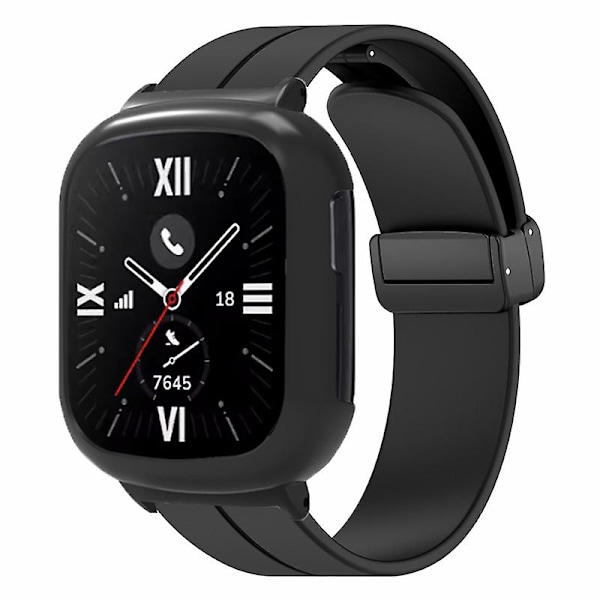 Magnetlås silikonarmbånd for Honor Watch 4, med klokkedeksel Black