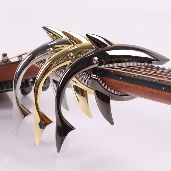 Gitarr Capo Shark Akustisk stämmare Gitarrtillbehör Snabbbytesklämma Elgitarr Shark Capo Musikinstrument Acousti gold