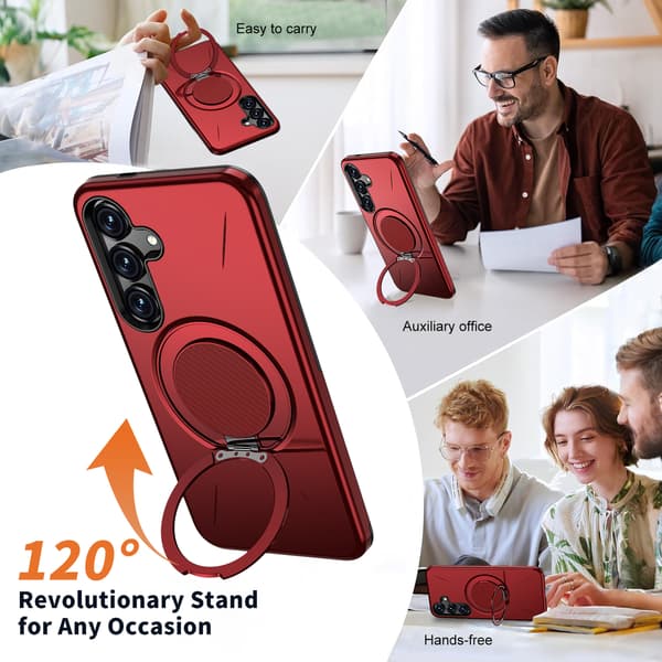 Kotelo Samsung Galaxy S25 + ,Pyörivä jalusta Tpu + Pc (Punainen)