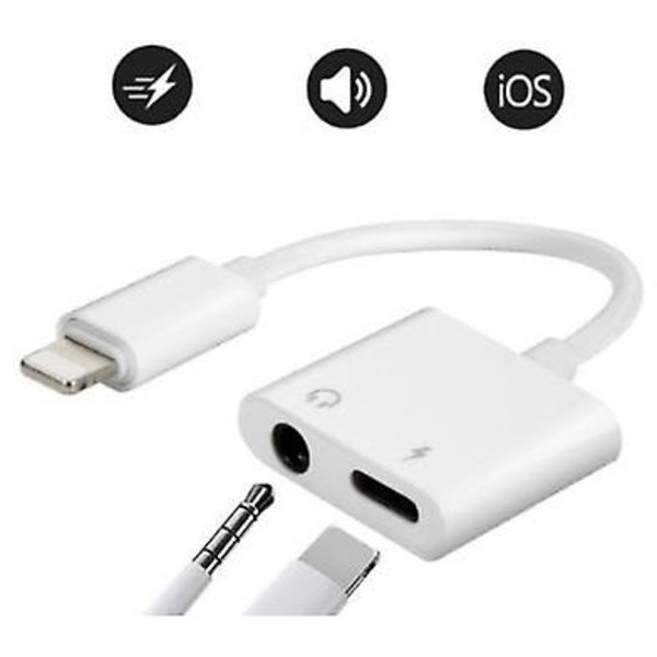 Iphone 3,5 mm:n jakajaan 2in1 sovitin aux-kuulokkeisiin ja laturiin
