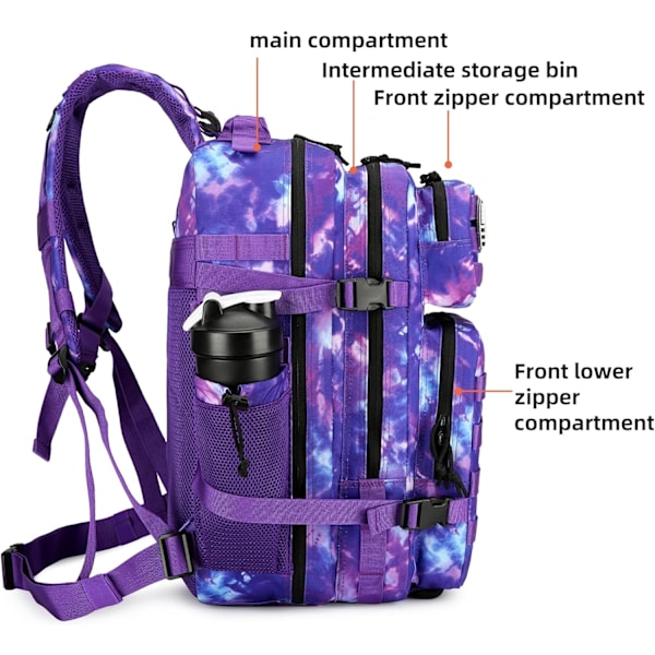 45L taktinen hyökkäysreppu, vedenpitävä, Molle-järjestelmällä (violetti)