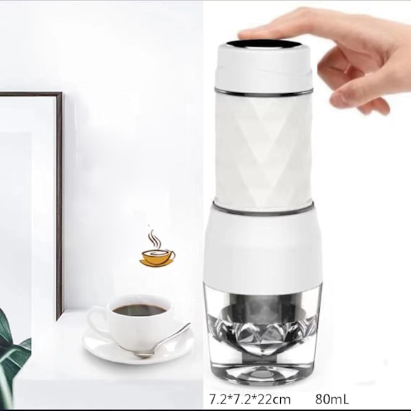Bærbar kaffemaskine, manuel uden elektricitet, kompatibel med kaffekapsler/pulver (sort)