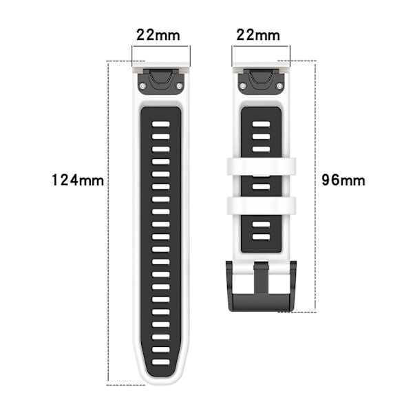 For Garmin Fenix 7 / Fenix 7 Pro Silikonurrem 22mm Erstatningsremmer Black Red