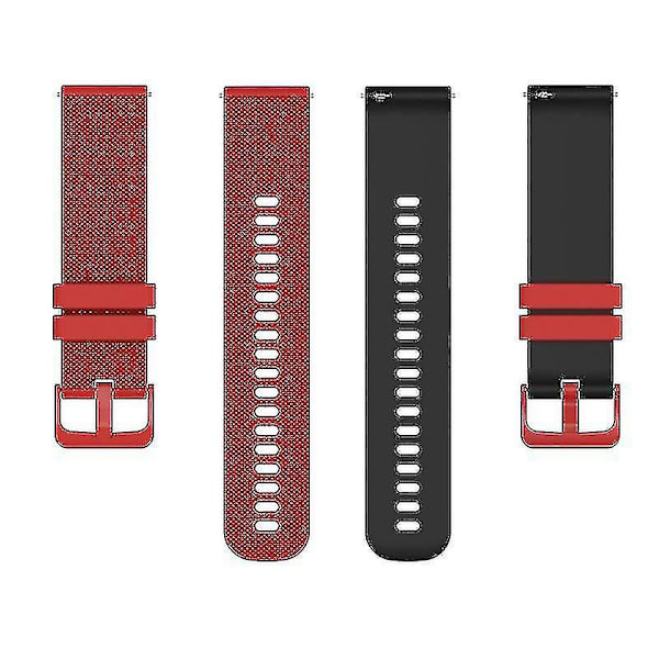 Klokkestropper for Garmin Vivoactive 4/Garmin Forerunner 255 klokkebånd Grid Texture Replacement Watch Red Black E Garmin Forerunner 255