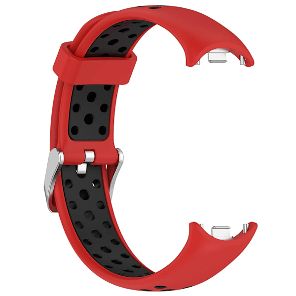 Tvåfärgat silikonarmband för Xiaomi Smart Band 8, med rostfritt stålfäste Red Black