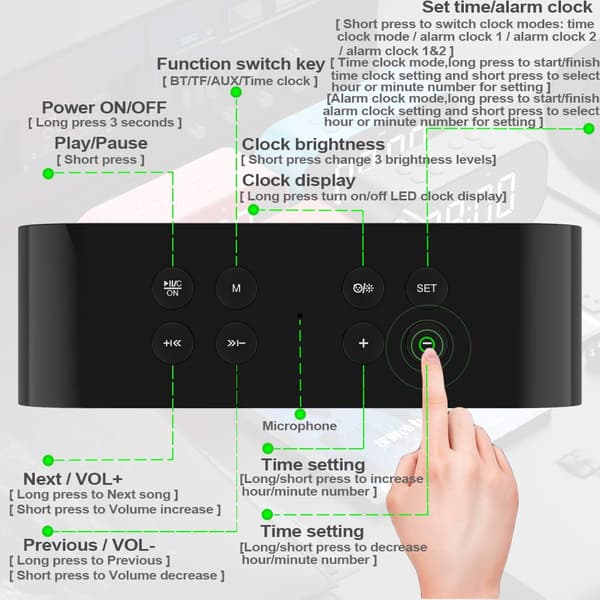 Bluetooth-högtalare Bt501, med väckarklocka 5.0 Stereoljud Högtalare Digital (Blå)