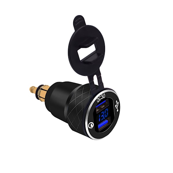 Qc3.0 Dubbel USB-laddare Sockeladapter Spänning LED Voltmeter För Bil Motorcykel