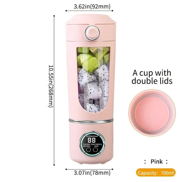 Juicer Kompakt 700 ml med digitalt display og 12 knive (lyserød)