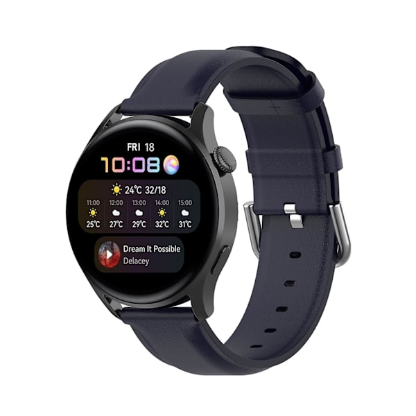 Läderarmband för Huawei Watch GT 3 46mm/GT Runner Navy Blue