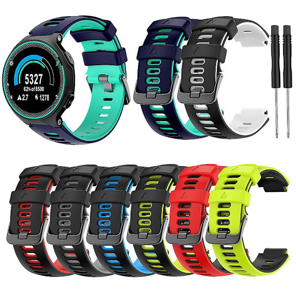 Armband Stålspänne Silikonrem för Garmin-Forerunner 735xt/220 för Smart W Black red