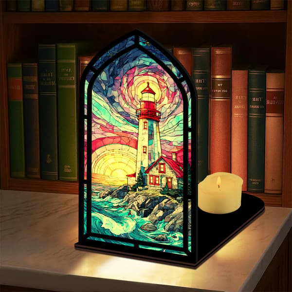 Fantasy bokkrok for bokelskere, med stearinlyslampe Lighthouse