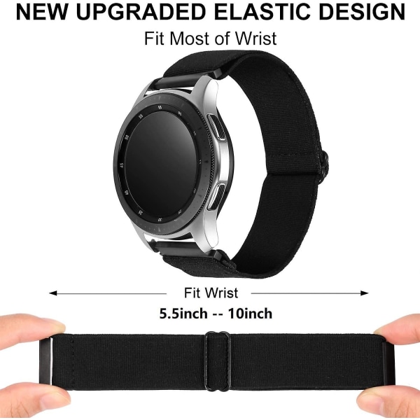 20 mm 22 mm band för Samsung Galaxy Watch 4/classic/3/5/ pro/active 2 Gear S3 Elastisk nylon Huawei Watch Gt 2 2e 3 Pro Strap 20mm midnight blue