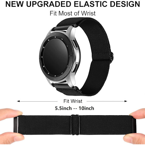 20 mm 22 mm ranneke Samsung Galaxy Watch 4/classic/3/5/ pro/active 2 Gear S3 elastinen nylon Huawei Watch Gt 2 2e 3 Pro hihna 22mm white