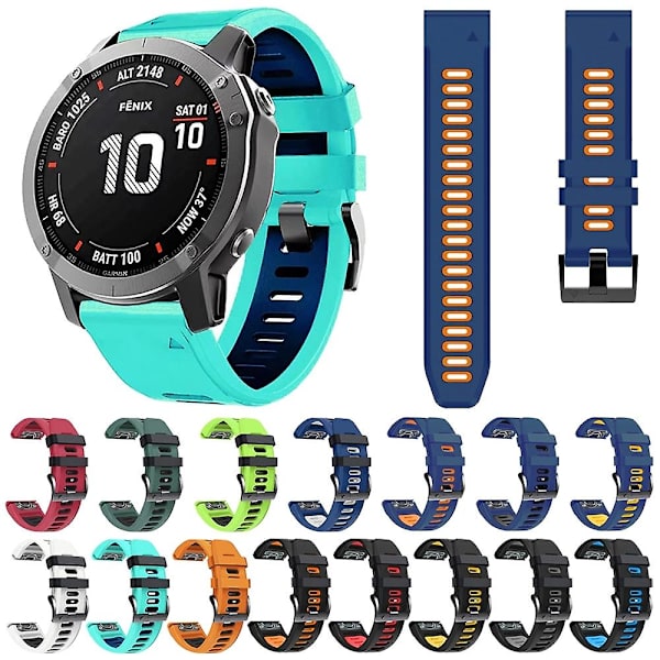 26 mm silikone urrem til Garmin Descent Mk2i Lime Black