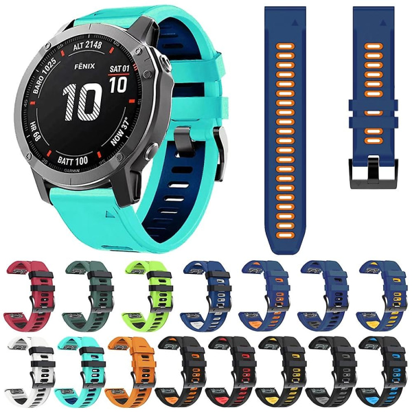 26 mm silikonklokkerem for Garmin Descent Mk2i Orange Black
