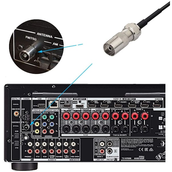 FM-radioantenni 75 ohm F-sovitin Antennimagneettinen alusta 5 metrin jatkokaapelilla