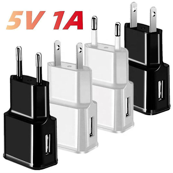 1kpl seinälaturi 5v/1a 1 portti kannettava power Universal USB lataus Us/eu-pistoke matkasovitin puhelimen laturi iPhonelle 05 1A US white