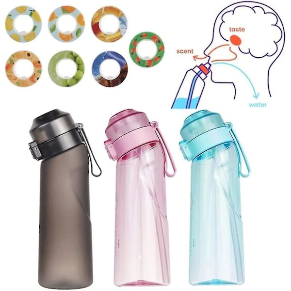 Fruktdoft luktande vattenflaska med sugrör, BPA-fri och läcksäker gymflaska idealisk för fitness och utomhus(650 ml) Black 650ml