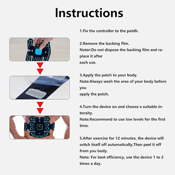 Abs Stimulator Muskel Toner, Oppladbar trådløs Ems Massasjer, den ultimate elektroniske Power Abs Trainer