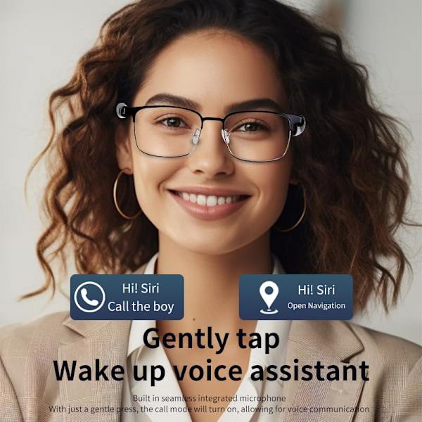 Smarta Glasögon Gs06, Bluetooth Open-Ear Audio med Röstassistent, Polariserade Linser (Silver)