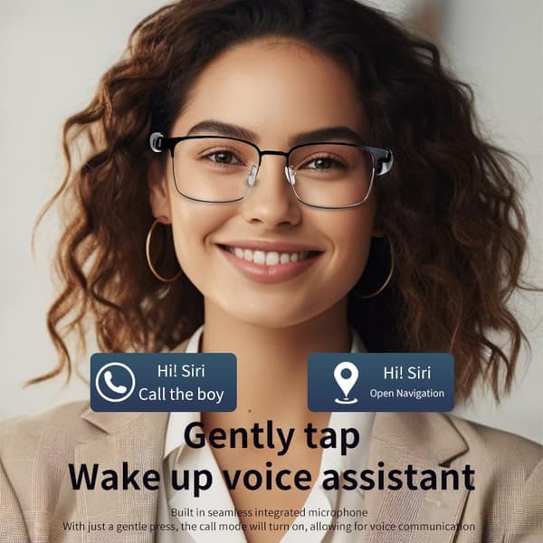 Smarte briller Gs06, Bluetooth Open-Ear Audio med stemmeassistent, polariserede linser (guld)