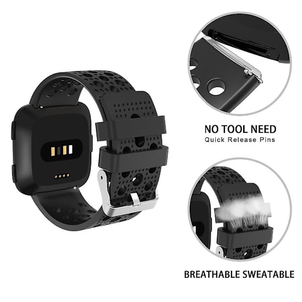 For FITBIT Versa Andningsbar Klockarmband (Vit) För FITBIT Versa Gray