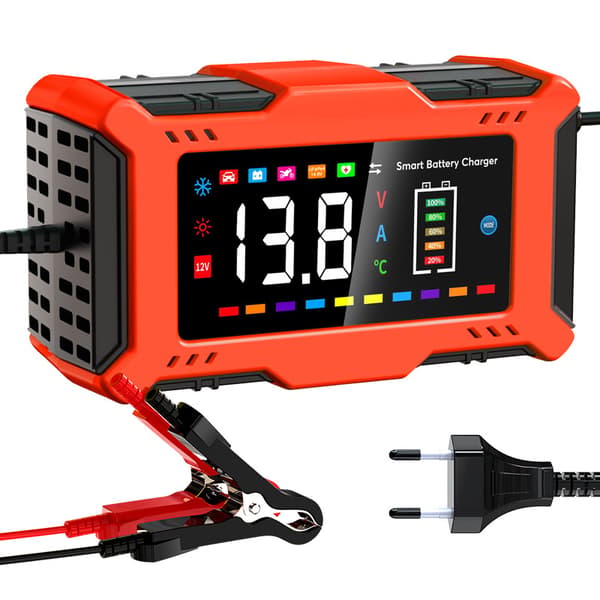 Batterioplader - 6A 12V, LCD-skærm, hurtig batterivedligeholdelse