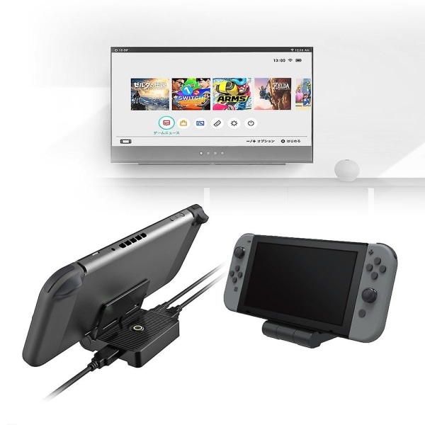 HDMI Tv Dock Kompatibel med Nintendo Switch Foldbar ladestander Dockingstation