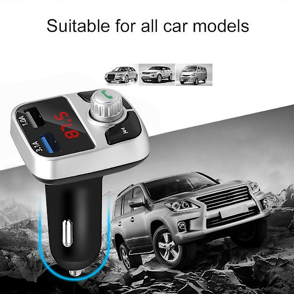 QC2.0 Bluetooth 4.2 MP3-afspiller Håndfrit bilsæt FM-senderstøtte TF-kort U Disk 3.1A hurtig dobbelt USB-oplader strømadapter