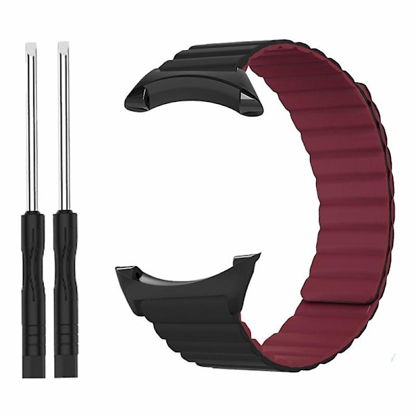 22mm hudvänligt silikonarmband magnetiskt klockarmband för Suunto Core Black Wine Red