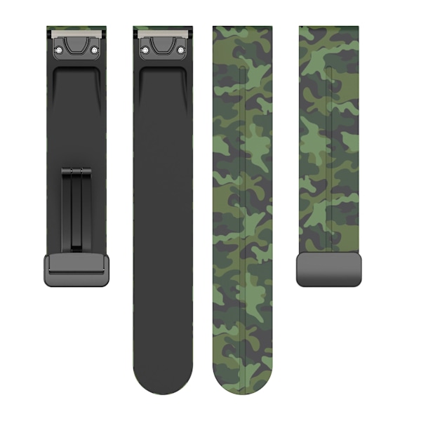 Svart spenne 22mm kamuflasje armbåndsurrem for Garmin Fenix 7/ Forerunner 965/955/945/935 Camo Green