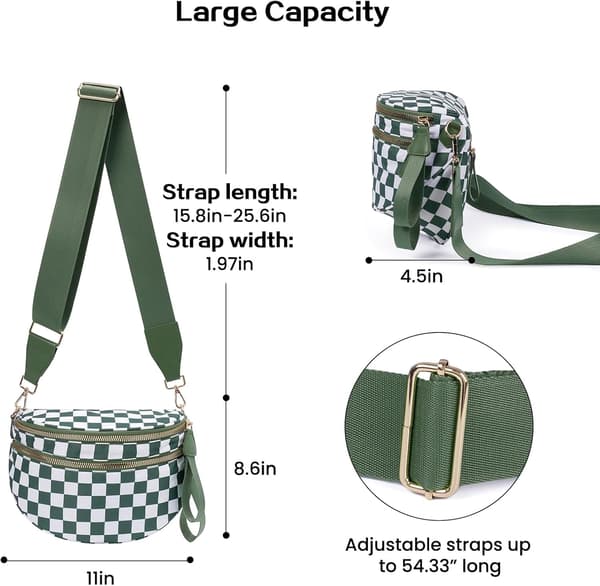 Crossbody Bumbag, Justerbare Brede Stropper (Leopardprint)