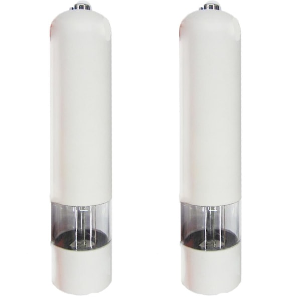 Elektrisk salt- og pepperkvern- og shakersett, batteridrevet med lys og justerbar, pakke med 2 2pcs white