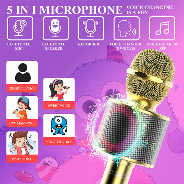 Trådløs Bluetooth Karaoke-mikrofon til drenge og piger på 9, 10, 11 og 12 år Blue