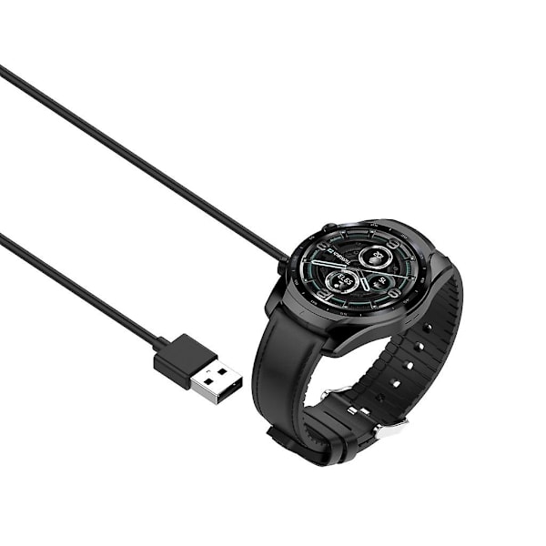 För Ticwatch Pro 3 Usb-laddare Cradle Smartwatch Power Adapter Dock Stand Svart
