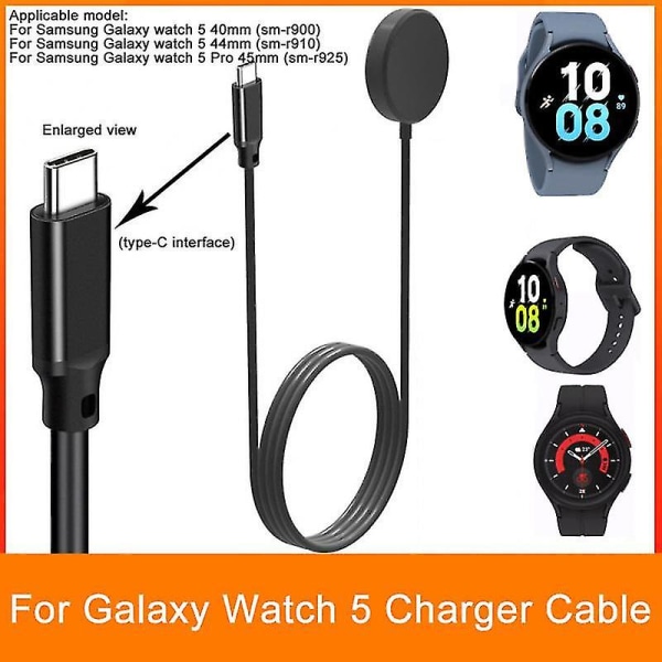 Laddningsdocka för Galaxy Watch 5 Pro Magnetisk laddningskabel 40/44/45 mm watch Power Snabbladdare för Samsung Galaxy