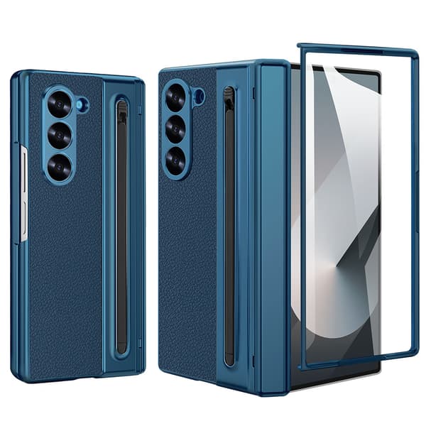 Etui til Samsung Galaxy Z Fold 7, med Stylus, PU-læderbagside Blue