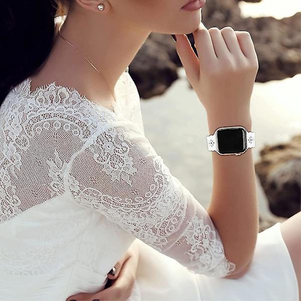 Smartwatch-armband handledsrem för Apple Watch Series 9/8/7 41mm/6/5/4/SE (2023)/SE(2022)/SE 40mm/3/2/1 White L Apple Watch Series 9 4