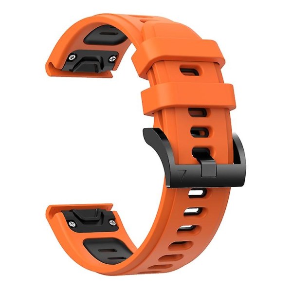 För Garmin Fenix ​​6 Gps 22mm Tvåfärgad Sports Silikon Watch Band QWS Orange-Black