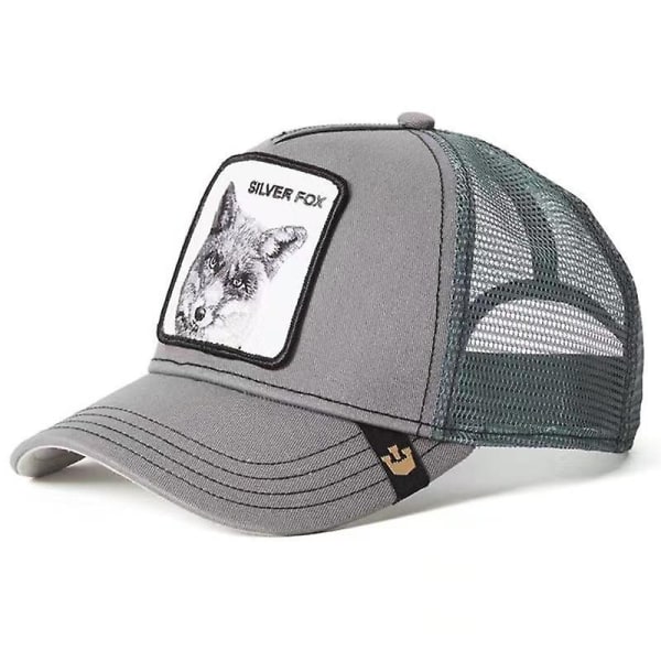 Animal Shape Brodert Baseball Cap Mote Personlighet Hip Hop Hat Unisex Trend Hat - Silver Fox
