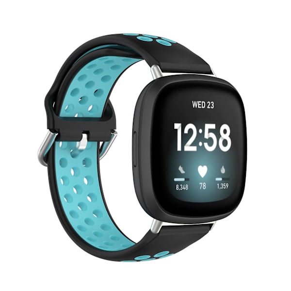 To-fargets silikonklokkebånd for Fitbit Versa 3 Black Teal