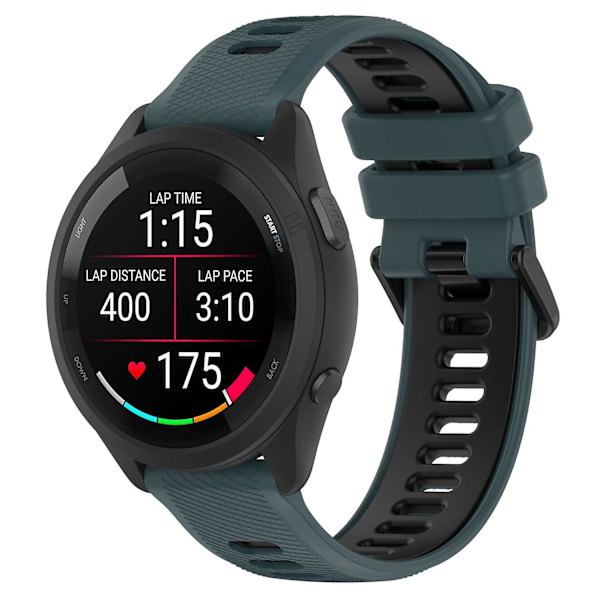 Dubbelfärgat silikonarmband för Garmin Forerunner 265, slitstarkt smartband Olive Green Black D Garmin Forerunner 265