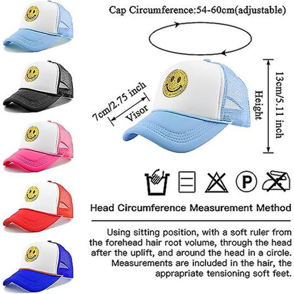 Unisex baseball cap Smiley, keltainen kimalteleva smiley brodeerattu kuorma-autohattu black