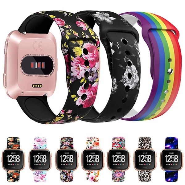 För Fitbit Versa 2 / Lite 22 mm omvänt spänne printed silikon watch SDK Color Skull
